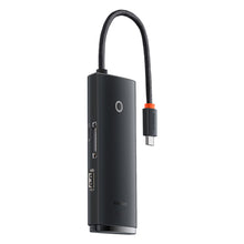 Заредете изображение във визуализатора на галерията – Baseus Lite Series multifunctional HUB USB Type C - 2 x USB 3.0 / USB Type C / HDMI 1,4 / SD / TF black (WKQX050001) - TopMag
