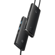 Заредете изображение във визуализатора на галерията – Baseus Lite Series multifunctional HUB USB Type C - 2 x USB 3.0 / USB Type C / HDMI 1,4 / SD / TF black (WKQX050001) - TopMag
