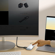 Заредете изображение във визуализатора на галерията – Baseus Lite Series multifunctional HUB USB Type C - 2 x USB 3.0 / USB Type C / HDMI 1,4 / SD / TF white (WKQX050002) - TopMag
