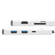 Заредете изображение във визуализатора на галерията – Baseus Lite Series multifunctional HUB USB Type C - 2 x USB 3.0 / USB Type C / HDMI 1,4 / SD / TF white (WKQX050002) - TopMag
