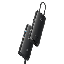 Заредете изображение във визуализатора на галерията – Baseus Lite Series multifunctional HUB USB Type C - 2 x USB 3.0 / USB Type C PD / HDMI 1,4 / SD / TF black (WKQX050101) - TopMag
