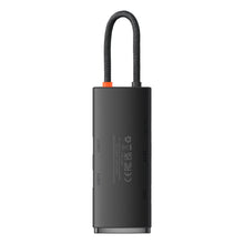 Заредете изображение във визуализатора на галерията – Baseus Lite Series multifunctional HUB USB Type C - 2 x USB 3.0 / USB Type C PD / HDMI 1,4 / SD / TF black (WKQX050101) - TopMag

