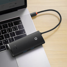 Заредете изображение във визуализатора на галерията – Baseus Lite Series multifunctional HUB USB Type C - 2 x USB 3.0 / USB Type C PD / HDMI 1,4 / SD / TF black (WKQX050101) - TopMag
