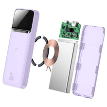 Заредете изображение във визуализатора на галерията – Baseus Magnetic powerbank 10000mAh 20W 2022 Edition + USB - USB Type C cable purple (PPCX010105) - TopMag
