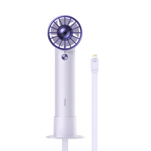 Заредете изображение във визуализатора на галерията – Baseus mini fan power bank fan with built-in Lightning cable 4000mAh purple (ACFX010005) - TopMag
