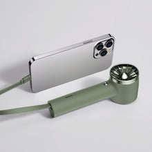 Заредете изображение във визуализатора на галерията – Baseus mini fan fan powerbank with built-in cable Lightning 4000mAh green (ACFX010006) - TopMag
