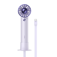 Заредете изображение във визуализатора на галерията – Baseus mini fan fan power bank with built-in USB Type C cable 4000mAh purple (ACFX010105) - TopMag
