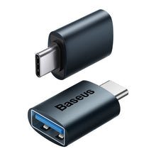 Заредете изображение във визуализатора на галерията – Baseus Ingenuity Series Mini OTG Adaptor Type-C to USB-A 3.1 Blue - TopMag
