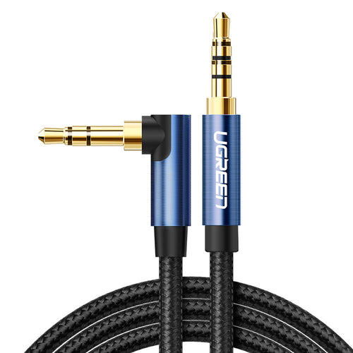 Ugreen angled AUX cable 2 x mini jack 3.5 mm 1m blue (AV112) - TopMag