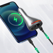 Заредете изображение във визуализатора на галерията – Ugreen USB Type C / USB QC PD 24W car charger with 12V cigarette lighter socket silver (CD204) - TopMag
