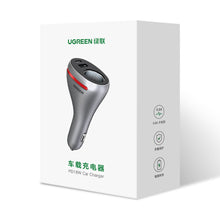 Заредете изображение във визуализатора на галерията – Ugreen USB Type C / USB QC PD 24W car charger with 12V cigarette lighter socket silver (CD204) - TopMag
