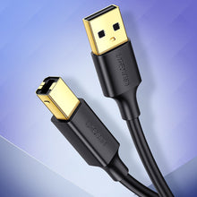 Заредете изображение във визуализатора на галерията – Ugreen USB Type B printer cable (male) - USB 2.0 (male) 480 Mbps 1 m black (US135 20846) - TopMag
