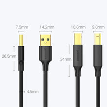 Заредете изображение във визуализатора на галерията – Ugreen USB Type B printer cable (male) - USB 2.0 (male) 480 Mbps 1 m black (US135 20846) - TopMag
