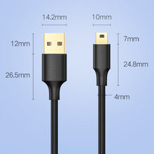 Заредете изображение във визуализатора на галерията – Ugreen 5 pin gold-plated USB cable - mini USB 0.5m black (US132) - TopMag
