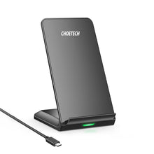 Заредете изображение във визуализатора на галерията – Choetech set 2 x Qi wireless charger stand 10W black (T524-S) + USB cable - micro USB 1.2m (MIX00093) - TopMag
