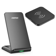 Заредете изображение във визуализатора на галерията – Choetech 10W Qi Wireless Charger Kit Phone Stand Black (T524-S) + 10W Qi Wireless Charger for Headphone Phone Black (T511-S) - TopMag
