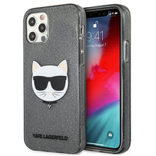 Заредете изображение във визуализатора на галерията – Karl Lagerfeld KLHCP12LCHTUGLB iPhone 12 Pro Max 6,7" czarny/black hardcase Glitter Choupette - TopMag
