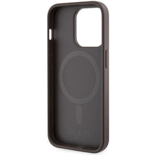 Заредете изображение във визуализатора на галерията – Guess 4G Printed Stripes MagSafe case for iPhone 15 Pro - brown
