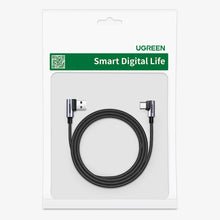 Заредете изображение във визуализатора на галерията – Ugreen 90° angled cable USB C - USB 2.0 480Mbps 3A 3m black (US176)
