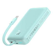 Заредете изображение във визуализатора на галерията – Baseus Magnetic Mini MagSafe 10000mAh 30W powerbank with built-in Lightning cable - blue + Baseus Simple Series USB-C - USB-C 60W 0.3m cable
