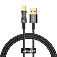 Заредете изображение във визуализатора на галерията – Baseus Explorer Series Auto Power-Off Fast Charging Data Cable USB to Type-C 100W 1m Black - TopMag
