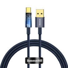 Заредете изображение във визуализатора на галерията – Baseus Explorer Series Auto Power-Off Fast Charging Data Cable USB to Type-C 100W 1m Blue - TopMag
