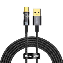Заредете изображение във визуализатора на галерията – Baseus Explorer Series Auto Power-Off Fast Charging Data Cable USB to Type-C 100W 2m Black - TopMag
