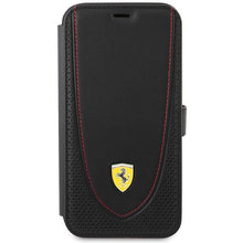 Заредете изображение във визуализатора на галерията – Ferrari FEFLBKP13LRGOK iPhone 13 Pro 6.1" black/black book Leather Curved Line
