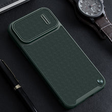 Заредете изображение във визуализатора на галерията – Nillkin Textured S Case iPhone 14 Pro Max armored cover with camera cover dark green
