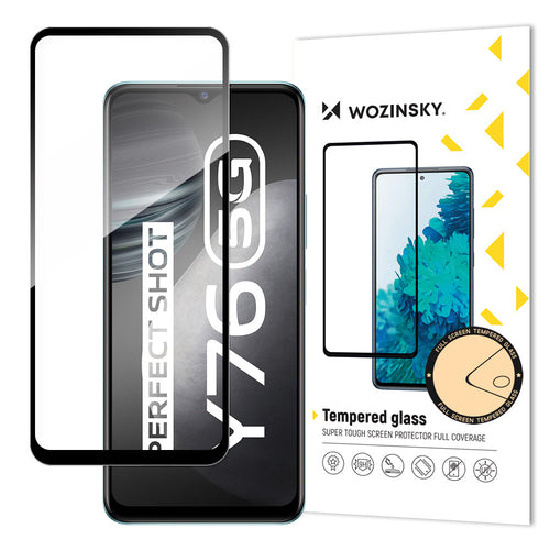 Wozinsky Tempered Glass Full Glue Super Tough Screen Protector Full Coveraged with Frame Case Friendly for Vivo Y76 5G / Y76s / Y74s black - TopMag