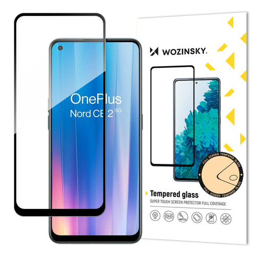 Wozinsky Tempered Glass Full Glue Super Tough Screen Protector Full Coveraged with Frame Case Friendly for OnePlus Nord CE 2 5G black - TopMag