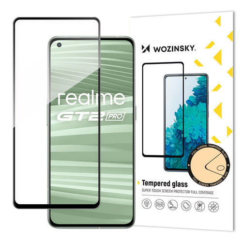 Wozinsky Tempered Glass Full Glue Super Tough Screen Protector Full Coveraged with Frame Case Friendly for Realme GT2 Pro black - TopMag