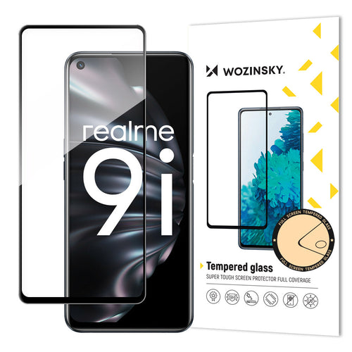 Wozinsky Tempered Glass Full Glue Super Tough Screen Protector Full Coveraged with Frame Case Friendly for Oppo A76 / Oppo A36 / Realme 9i black - TopMag