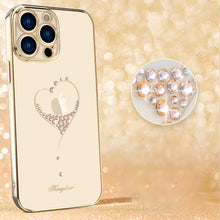 Заредете изображение във визуализатора на галерията – Kingxbar Wish Series case decorated with original Swarovski Crystals iPhone 13 Pro gold - TopMag
