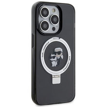 Заредете изображение във визуализатора на галерията – Karl Lagerfeld KLHMP15XHMRSKCK iPhone 15 Pro Max 6.7" black/black hardcase Ring Stand Karl&amp;Choupette MagSafe
