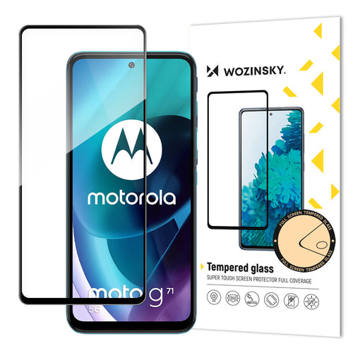 Wozinsky Tempered Glass Full Glue Super Tough Screen Protector Full Coveraged with Frame Case Friendly for Motorola Moto G71 5G black - TopMag