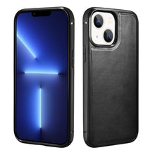 Заредете изображение във визуализатора на галерията – iCarer Leather Oil Wax case with genuine leather for iPhone 13 mini (MagSafe compatible) black (ALI1211-BK) - TopMag
