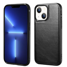 Заредете изображение във визуализатора на галерията – iCarer Leather Oil Wax case with genuine leather for iPhone 13 mini (MagSafe compatible) black (ALI1211-BK) - TopMag
