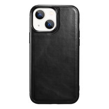 Заредете изображение във визуализатора на галерията – iCarer Leather Oil Wax case with genuine leather for iPhone 13 mini (MagSafe compatible) black (ALI1211-BK) - TopMag
