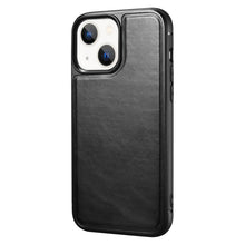 Заредете изображение във визуализатора на галерията – iCarer Leather Oil Wax case with genuine leather for iPhone 13 mini (MagSafe compatible) black (ALI1211-BK) - TopMag
