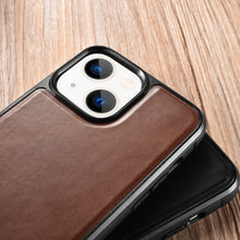 Заредете изображение във визуализатора на галерията – iCarer Leather Oil Wax case covered with genuine leather for iPhone 13 mini brown (ALI1211-BN) - TopMag

