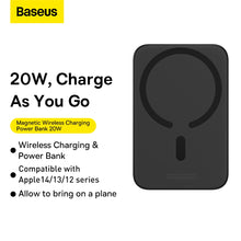 Заредете изображение във визуализатора на галерията – Baseus Magnetic Wireless Charging 20W wireless power bank with MagSafe and USB-C - black
