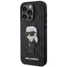 Заредете изображение във визуализатора на галерията – Original Pouch KARL LAGERFELD Saffiano Monogram Ikonik KLHCP14XSAKHPKK for Iphone 14 Pro Max Black
