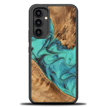 Заредете изображение във визуализатора на галерията – Wood and Resin Case for Samsung Galaxy A54 5G Bewood Unique Turquoise - Turquoise Black
