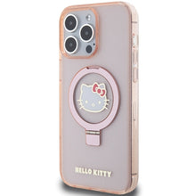 Заредете изображение във визуализатора на галерията – Original Case HELLO KITTY hardcase Ring Stand Glitter Electrop Logo MagSafe HKHMP15XHRSGEP for Iphone 15 Pro Max pink
