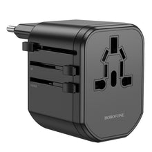 Заредете изображение във визуализатора на галерията – Borofone Travel charger adapter BAC1 - 2xUSB, USA, UK, EU, AU black

