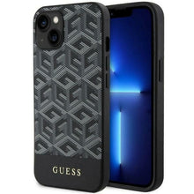 Заредете изображение във визуализатора на галерията – Original Case GUESS hardcase GCube Stripes MagSafe GUHMP14MHGCFSEK for Iphone 14 Plus black
