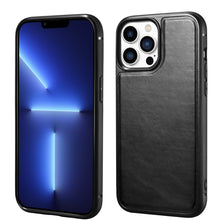 Заредете изображение във визуализатора на галерията – iCarer Leather Oil Wax Case covered with genuine leather for iPhone 13 Pro black (ALI1213-BK) - TopMag
