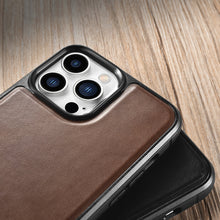 Заредете изображение във визуализатора на галерията – iCarer Leather Oil Wax Case covered with genuine leather for iPhone 13 Pro black (ALI1213-BK) - TopMag
