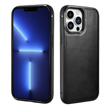 Заредете изображение във визуализатора на галерията – iCarer Leather Oil Wax Case covered with genuine leather for iPhone 13 Pro Max black (ALI1214-BK) - TopMag
